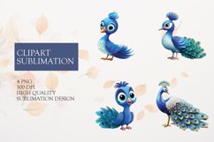 Cute 3d little peacock cartoon clipart design Product Image 1