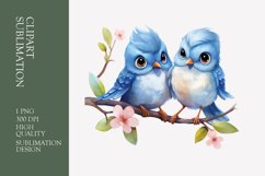 Two Cute Bird Watercolor Clipart Sublimation Product Image 1