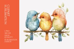 Cute baby birds watercolor clipart sublimation Product Image 1