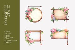 Wooden hanging signboard watercolor clipart Product Image 1