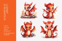 Baby dragon watercolor clipart sublimation Product Image 1