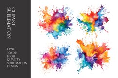 Watercolor splashes clipart sublimation png Product Image 1