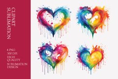 Watercolor heart clipart sublimation png Product Image 1