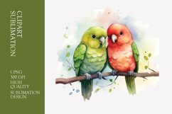 Two Cute Bird Watercolor Clipart Sublimation Product Image 1