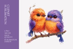 Two Cute Bird Watercolor Clipart Sublimation Product Image 1