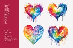 Watercolor heart clipart sublimation png Product Image 1