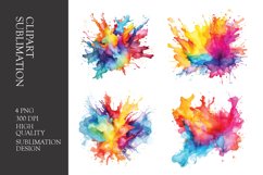 Watercolor splashes clipart sublimation png Product Image 1