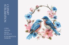 Two birds in love with flower frame watercolor clipart Product Image 1