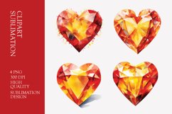 Red Crystal Watercolor Heart Clipart Product Image 1
