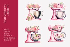 Pink Watercolor Kitchen Mixer Clipart Product Image 1