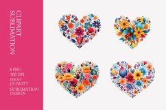 Floral Heart Watercolor Clipart Sublimation Product Image 1