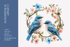 Two birds in love with flower frame watercolor clipart Product Image 1