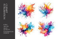 Watercolor splashes clipart sublimation png Product Image 1