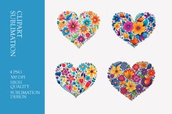 Floral Heart Watercolor Clipart Sublimation Product Image 1