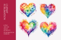Watercolor heart clipart sublimation png Product Image 1