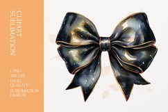 Black bow watercolor clipart sublimation Product Image 1
