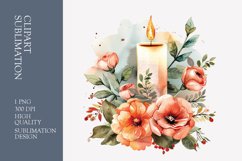 Floral candle watercolor clipart sublimation Product Image 1