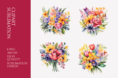 Spring flower bouquet watercolor clipart PNG Product Image 1