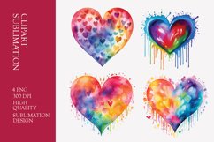 Watercolor heart clipart sublimation png Product Image 1