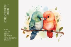 Two Cute Bird Watercolor Clipart Sublimation Product Image 1