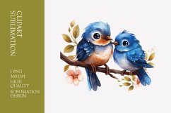 Two Cute Bird Watercolor Clipart Sublimation Product Image 1