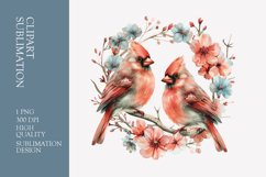 Two birds in love with flower frame watercolor clipart Product Image 1