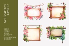 Wooden hanging signboard watercolor clipart Product Image 1