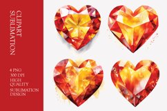 Red Crystal Watercolor Heart Clipart Product Image 1