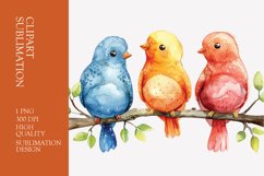 Cute baby birds watercolor clipart sublimation Product Image 1