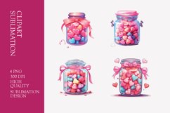 Valentine&#039;s day jar with hearts watercolor clipart Product Image 1