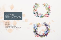 Watercolor floral flowers boho frame clipart Product Image 1