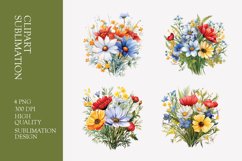 Wildflower bouquet watercolor clipart Product Image 1