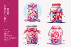 Valentine&#039;s day jar with hearts watercolor clipart Product Image 1