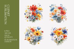Wildflower bouquet watercolor clipart Product Image 1