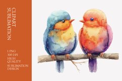 Cute baby birds watercolor clipart sublimation Product Image 1