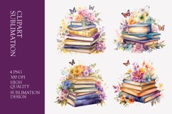 Floral books watercolor clipart sublimation Product Image 1