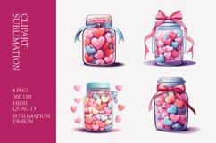 Valentine&#039;s day jar with hearts watercolor clipart Product Image 1
