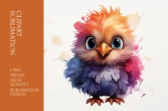 Funny baby chicken watercolor clipart sublimation Product Image 1