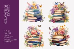 Floral books watercolor clipart sublimation Product Image 1