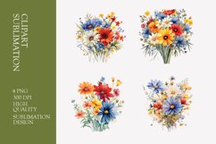Wildflower bouquet watercolor clipart Product Image 1