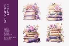 Floral books watercolor clipart sublimation Product Image 1