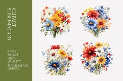 Wildflower bouquet watercolor clipart Product Image 1