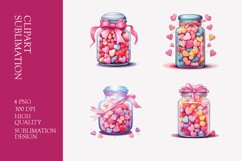 Valentine&#039;s day jar with hearts watercolor clipart Product Image 1