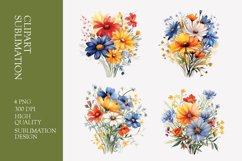 Wildflower bouquet watercolor clipart Product Image 1