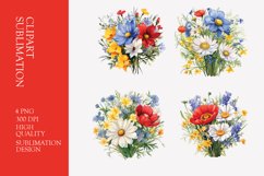 Wildflower bouquet watercolor clipart Product Image 1