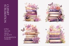 Floral books watercolor clipart sublimation Product Image 1