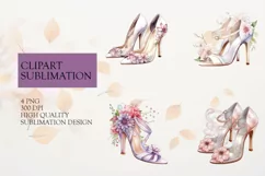 Purple women's shoes and flowers with heels clipart Product Image 1