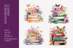 Floral books watercolor clipart sublimation Product Image 1