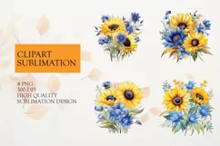 Watercolor sunflowers clipart, floral sunflower sublimation Product Image 1