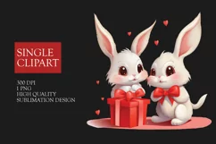 Couple rabbit Clipart, rabbit in love PNG, Valentines Day Product Image 1